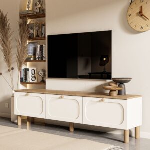Mezza 1280 Monza 180 Cm Bohem Tv Ünitesi Membran MDF Kapaklı Meşe-Beyaz
